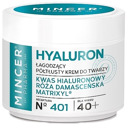 Mincer Pharma Успокаивающий крем для лица "Дамасская роза" 40+ Hyaluron Face Cream - фото N1