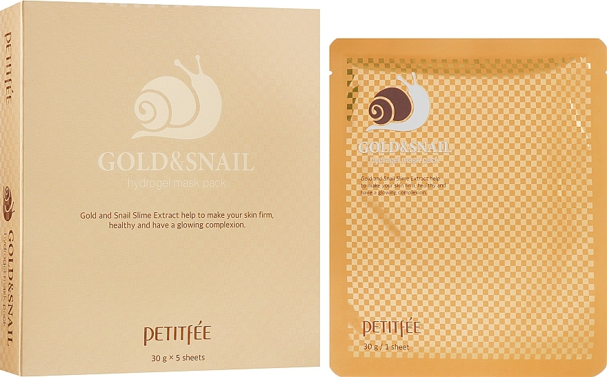 PETITFEE & KOELF Гідрогелева маска для обличчя з золотом і равликом Petitfee&Koelf Gold & Snail Hydrogel Mask Pack - фото N3