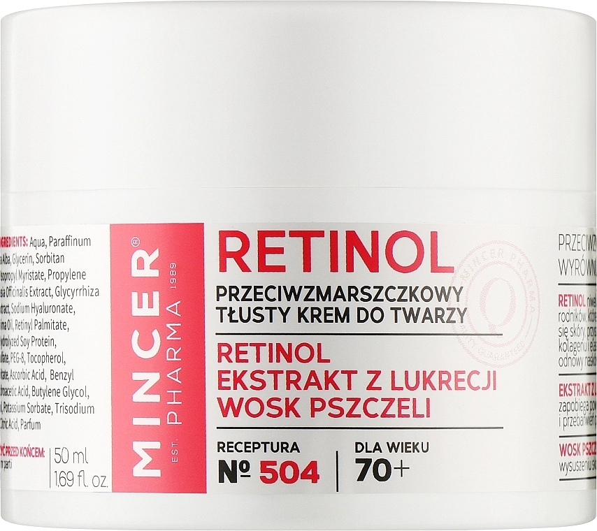 Mincer Pharma Крем для лица против морщин 70+ Retinol № 504 - фото N1