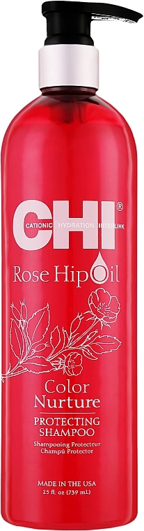 CHI Защитный шампунь для окрашенных волос Rose Hip Oil Color Nurture Protecting Shampoo - фото N5