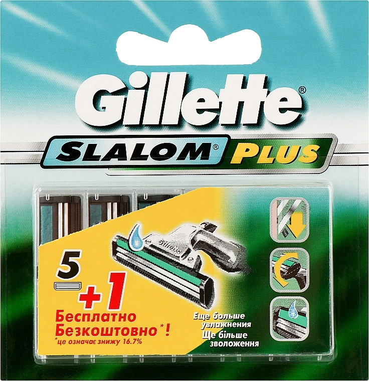 Gillette Сменные кассеты для бритья, 5+1шт Slalom Plus - фото N1