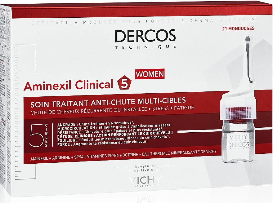 Vichy Средство против выпадения волос и комплексного действия для женщин Dercos Aminexil Clinical 5 - фото N1