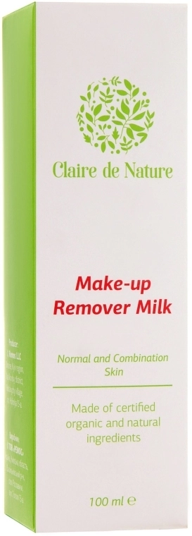 Claire de Nature Молочко для зняття макіяжу для нормальної та комбінованої шкіри обличчя Make-up Remover Milk Normal And Combination Skin - фото N3