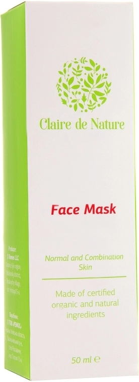 Claire de Nature Маска для обличчя для нормальної та комбінованої шкіри Face Mask For Normal And Combination Skin - фото N3