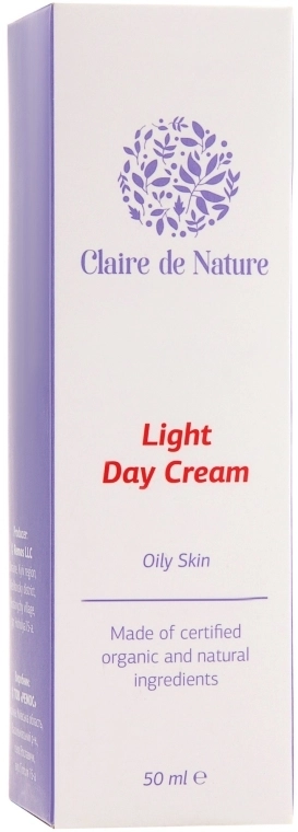 Claire de Nature Денний легкий крем для жирної шкіри Light Day Cream For Oily Skin - фото N3