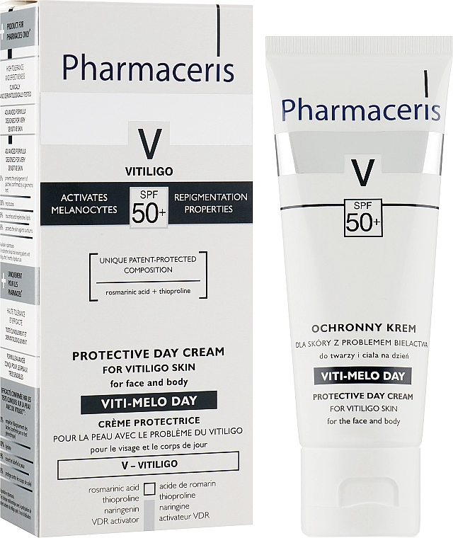 Pharmaceris Захисний денний крем для обличчя і тіла для шкіри з вітіліго V Protective Day Cream for Vitiligo Skin SPF 50+ - фото N1