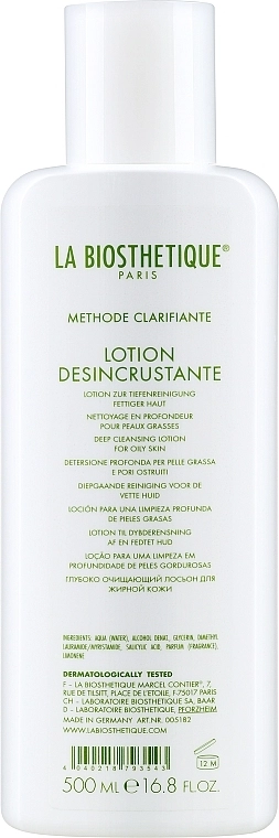 La Biosthetique Лосьон-дезинкрустант Methode Clarifiante Lotion Désincrustante For Oil Skin - фото N1