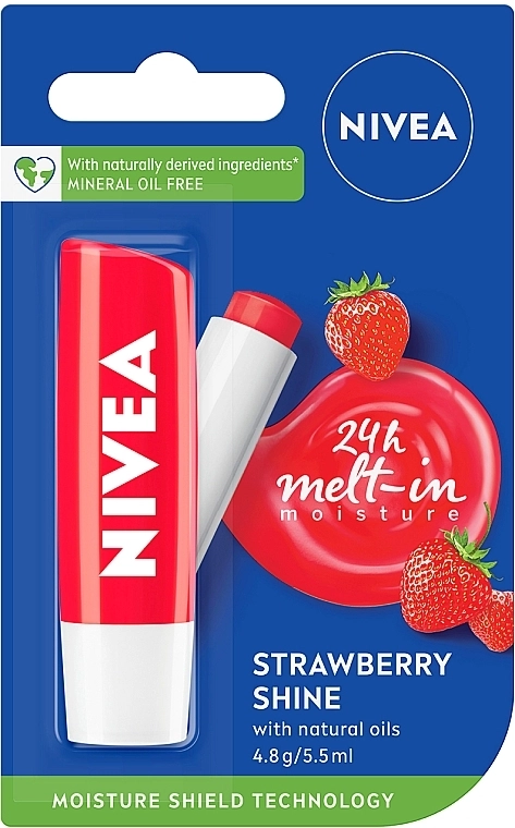 Nivea Бальзам для губ "Полуничне сяйво" Lip Care Fruity Shine Strawberry Lip Balm - фото N1