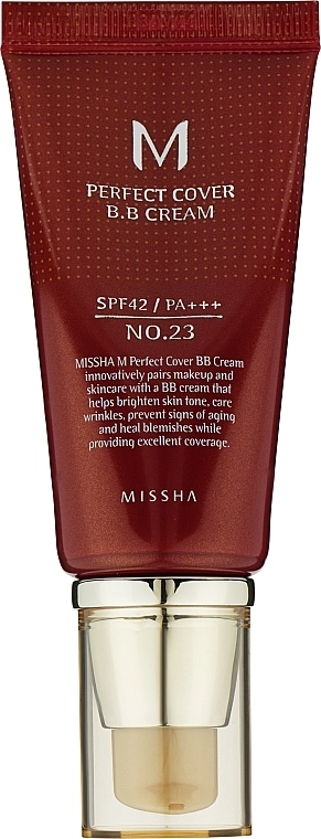 BB крем с идеальным покрытием - Missha Perfect Cover BB Cream SPF42/PA++ Moisturized Complexion, 23 - Natural Beige, 50 мл - фото N1