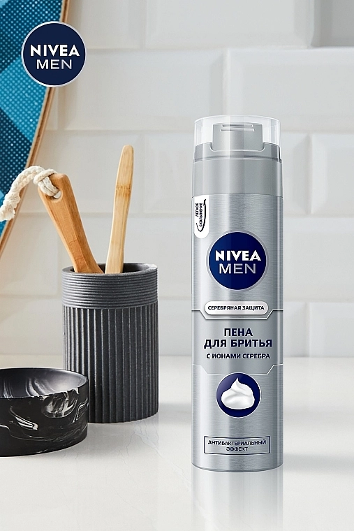Nivea Пена для бритья антибактериальная "Серебряная защита" MEN Silver Protect Shaving Foam - фото N3