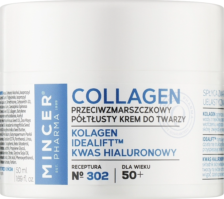 Mincer Pharma Крем для обличчя проти зморшок 50+ №302 Collagen - фото N1