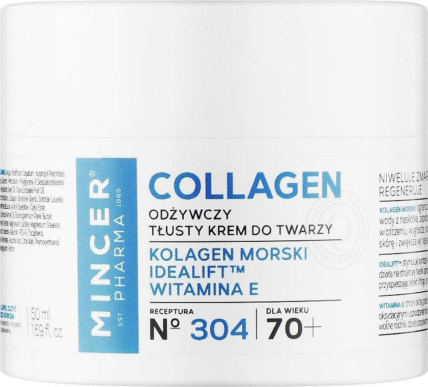 Mincer Pharma Питательный крем для лица 70+ №304 Collagen - фото N1