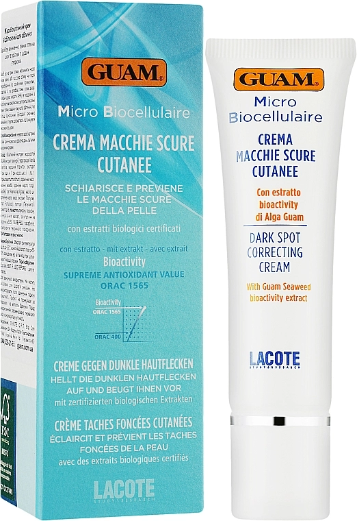 Guam Микробиоклеточный отбеливающий крем для лица Micro Biocellulaire Crema Macchie Scure Cutanee - фото N2