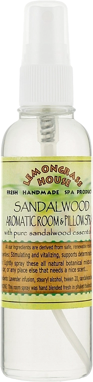 Lemongrass House Ароматичний спрей для дому "Сандалове дерево" Sandalwood Aromaticroom Spray - фото N1