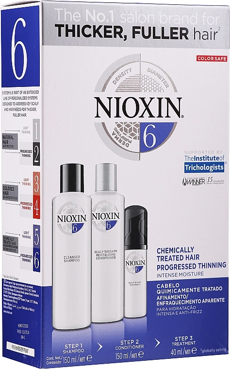 Nioxin Набір Hair System 6 Kit (shm/150ml + cond/150ml + treat/40ml) - фото N1