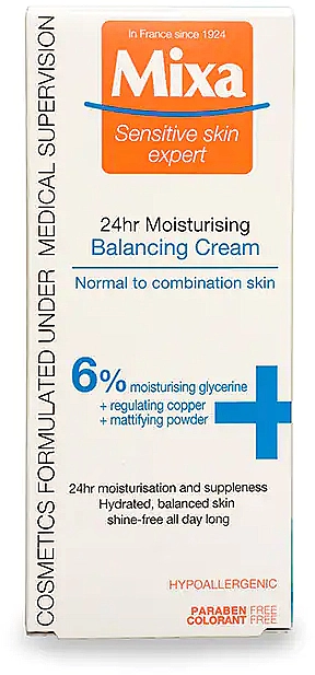 Mixa Увлажняющий крем для нормальной и комбинированной кожи лица Sensitive Skin Expert 24 HR Moisturising Cream - фото N2
