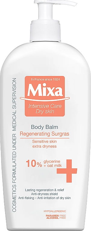 Mixa Відновлюючий бальзам для тіла з гліцерином Intensive Care Dry Skin Body Balm - фото N1