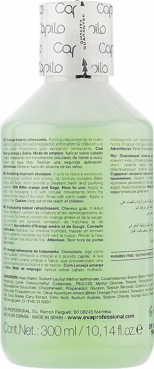 Eva Professional Освежающий лечебный шампунь для жирной кожи головы Capilo Ekilibrium Shampoo №08 - фото N3