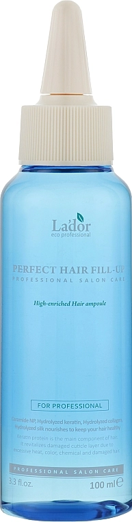 Відновлюючий філер для сухого, пошкодженого волосся з кератином та колагеном - La'dor Perfect Hair Fill-Up, 100 мл - фото N1
