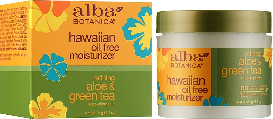 Alba Botanica Нежирний зволожуючий крем Natural Hawaiian Oil Free Moisturizer Refining Aloe & Green Tea - фото N2