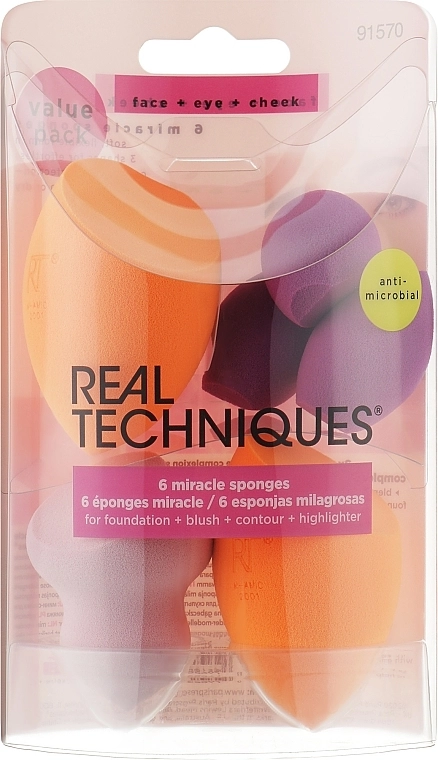 Real Techniques Набор спонжей для макияжа 6 Miracle Sponges - фото N1