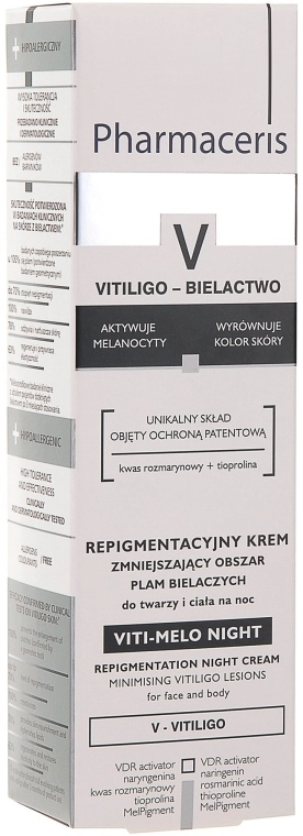 Pharmaceris Репігментаційний нічний крем для зменшення плям вітіліго V Repigmentation Night Cream Viti-Melo - фото N3