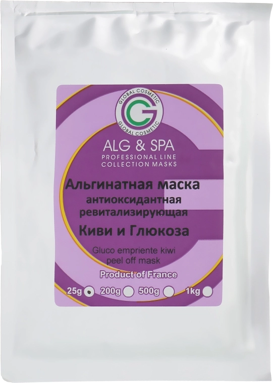 Альгінатна антиоксидантна та ревіталізуюча глікомаска Ківі+Глюкоза - ALG & SPA Professional Line Collection Masks Peel off Mask Kiwi Glucoempreinte, 25g - фото N1