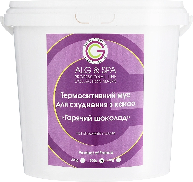 Термоактивный мусс для похудения с какао "Горячий шоколад" - ALG & SPA Professional Line Collection Masks Hot Chocolate Mousse, 500g - фото N1