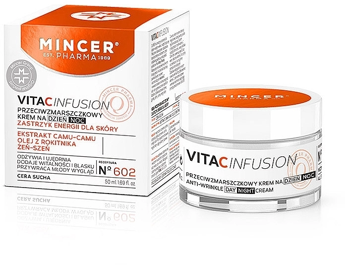 Mincer Pharma Антивозрастной крем для лица Vita C Infusion Anti-Wrinkle Day And Night Cream № 602 - фото N1