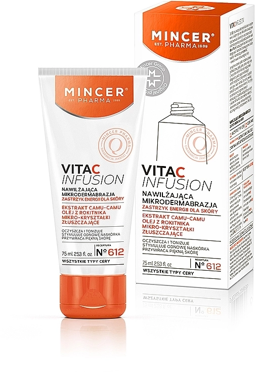 Mincer Pharma Увлажняющая микродермабразиядля лица Vita C Infusion Moisturising Microdermabrasion Energy Boost № 612 - фото N1