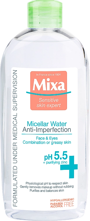 Mixa Міцелярна вода для жирної та комбінованої шкіри Sensitive Skin Expert Micellar Water - фото N1