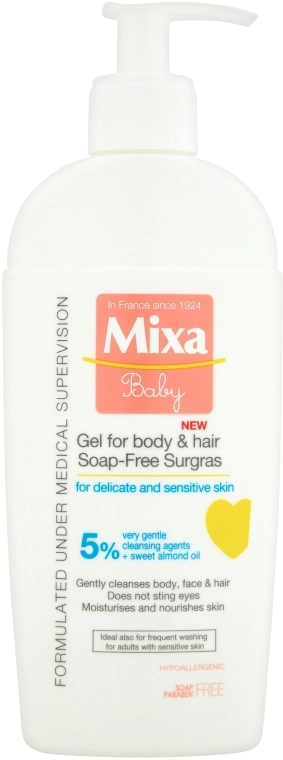 Mixa Очищающий гель-пена для тела и волос для младенцев Baby Gel for Body & Hair - фото N1