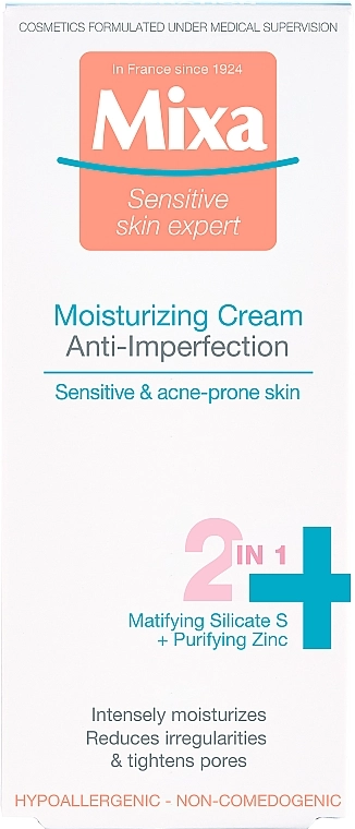 Mixa Увлажняющий крем с цинком для кожи, склонной к недостаткам Sensitive Skin Expert 2in1 Cream - фото N3