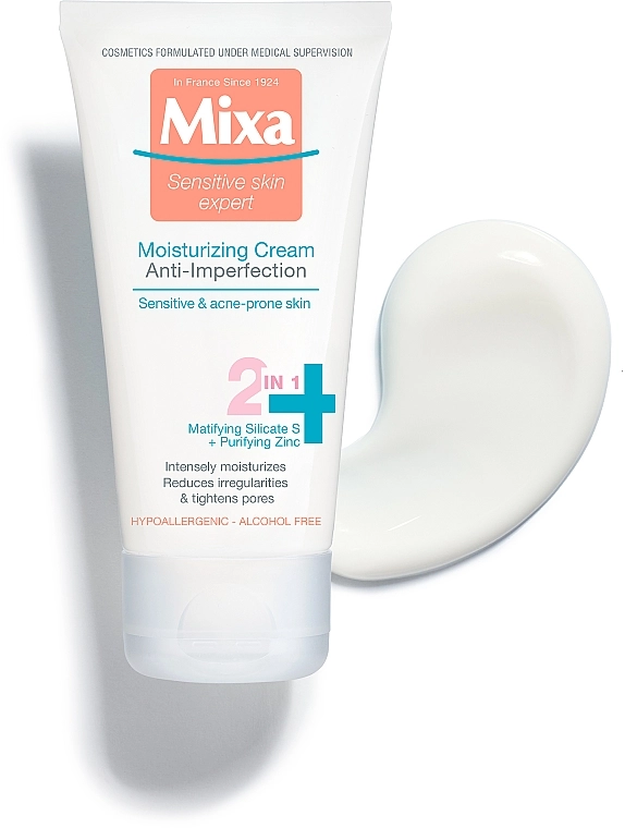 Mixa Увлажняющий крем с цинком для кожи, склонной к недостаткам Sensitive Skin Expert 2in1 Cream - фото N5