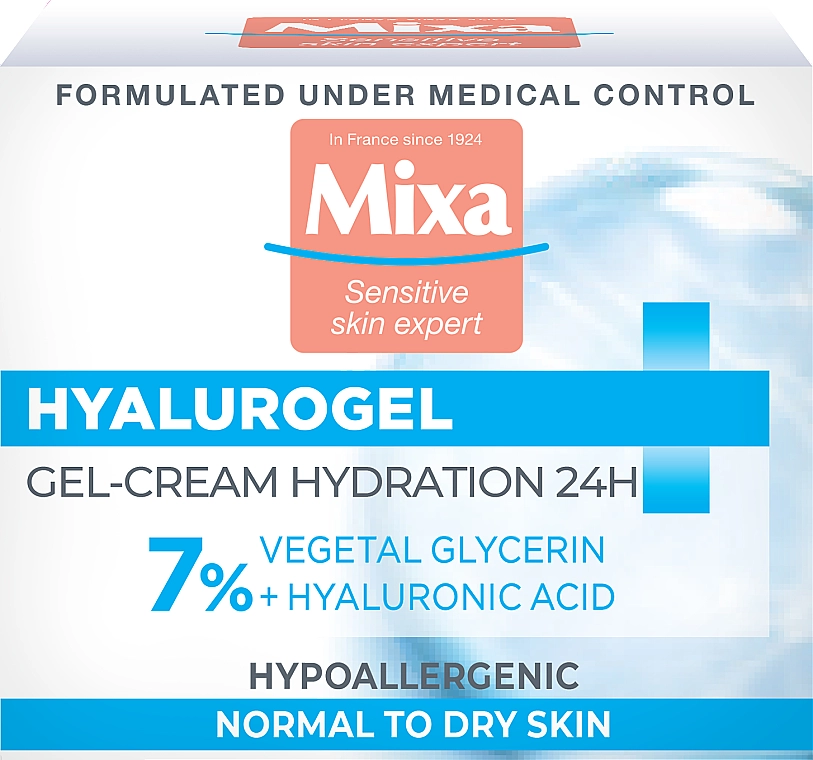 Mixa Зволожуючий крем-гель для нормальної та чутливої шкіри обличчя з гіалуроновою кислотою і гліцерином Hydrating Hyalurogel Intensive Hydration - фото N1