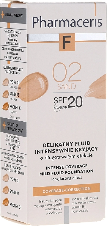 Pharmaceris F Intense Coverage Mild Fluid Foundation SPF20 F Intense Coverage Mild Fluid Foundation SPF20 - фото N3