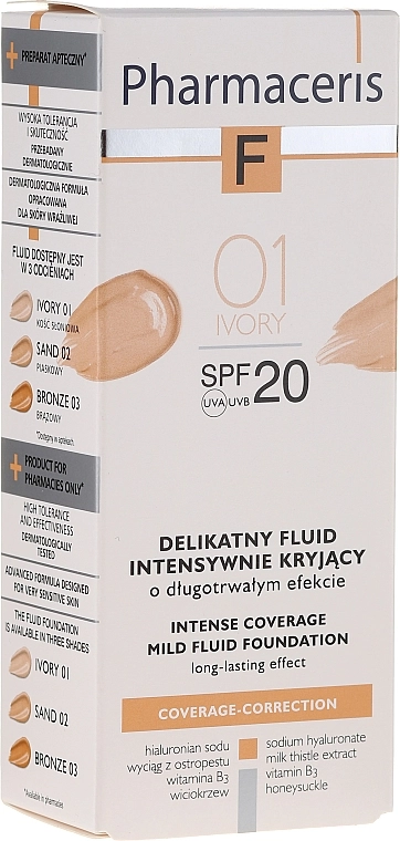 Pharmaceris F Intense Coverage Mild Fluid Foundation SPF20 Деликатный тональный флюид SPF20 - фото N1