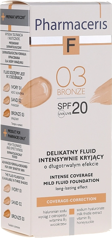 Pharmaceris F Intense Coverage Mild Fluid Foundation SPF20 Деликатный тональный флюид SPF20 - фото N5