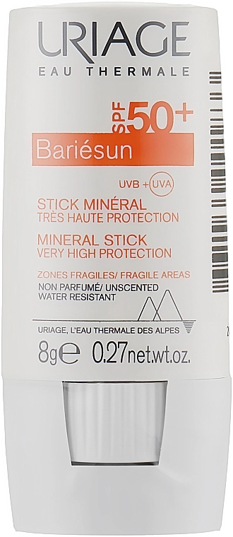 Uriage Невидимий стік для обличчя і тіла, для уразливих зон Bariesun Mineral Stick SPF 50+ - фото N1