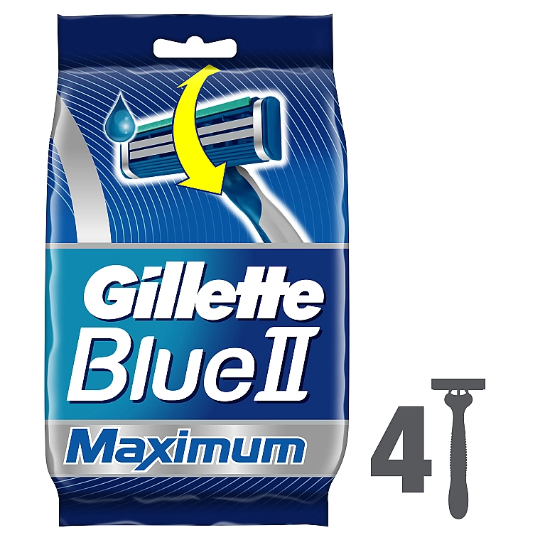 Gillette Набор одноразовых станков для бритья, 4шт Blue II Maximum - фото N1