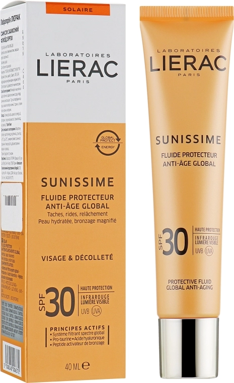 Lierac Сонцезахисний тонізуючий флюїд для обличчя SPF30 Sunissime Energizing Protective Fluid Global Anti-Aging - фото N2