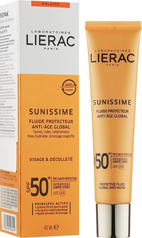 Lierac Сонцезахисний тонізувальний флюїд для обличчя SPF50 Sunissime Energizing Protective Fluid Global Anti-Aging - фото N2