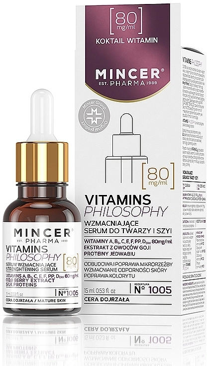 Mincer Pharma Зміцнювальна сироватка для обличчя і шиї, для зрілої шкіри Vitamins Philosophy Serum № 1005 - фото N1