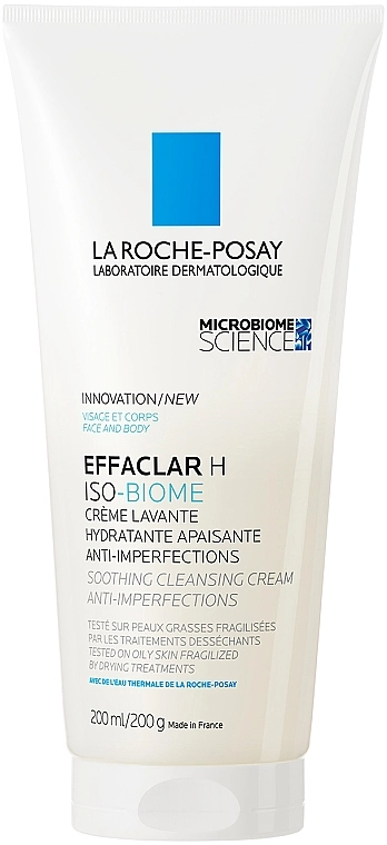 La Roche-Posay Очищувальний заспокійливий зволожувальний крем-гель для зневодненої чутливої шкіри обличчя та тіла, схильної до недоліків Effaclar H Iso Biome - фото N1