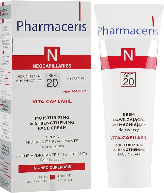 Pharmaceris Крем увлажняющий с укрепляющим эффектом для лица N Vita Capilaril Moisturizing-Strengthening Face Cream SPF20 - фото N2