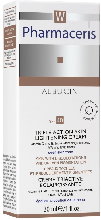 Pharmaceris Отбеливающий крем тройного действия для лица W Albucin Triple Action Whitening Day Cream SPF50+ - фото N5