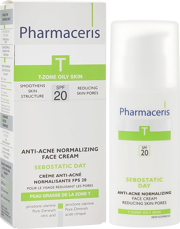 Pharmaceris Нормализующий матирующий крем T Sebostatic Normalizing Matifying Anti-Acne Cream SPF20 - фото N2