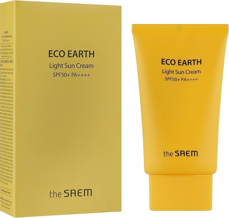 Легкий сонцезахисний крем - The Saem Eco Earth Power Light Sun Cream SPF50+ PA+++, 50 мл - фото N1
