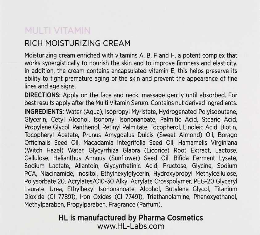 Holy Land Cosmetics Увлажняющий крем для лица Multi Vitamin Rich Moisturizing Cream - фото N3