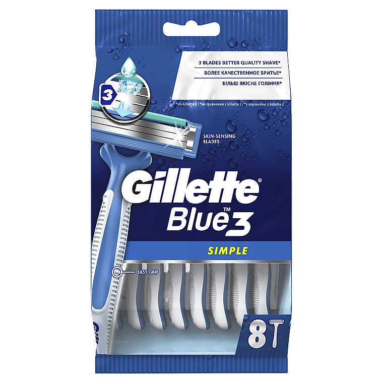 Gillette Набор одноразовых станков для бритья, 8шт Blue 3 Simple - фото N1